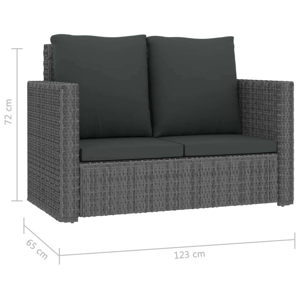 2-delige Loungeset met kussens poly rattan