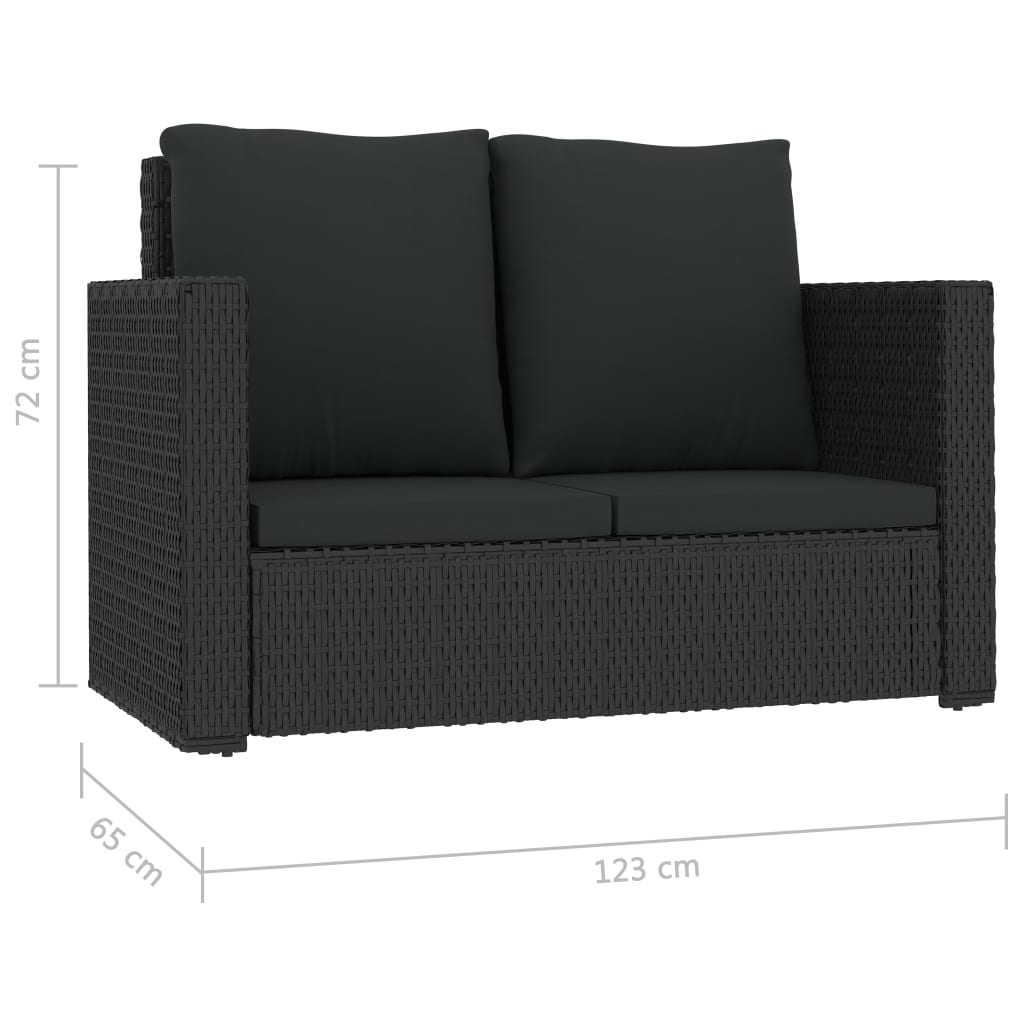 2-delige Loungeset met kussens poly rattan