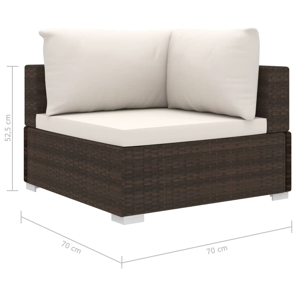 13-delige Loungeset met kussens poly rattan zwart