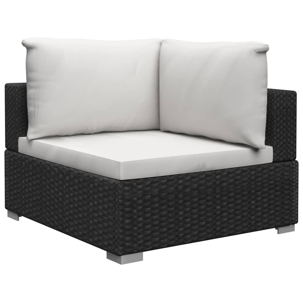 13-delige Loungeset met kussens poly rattan zwart