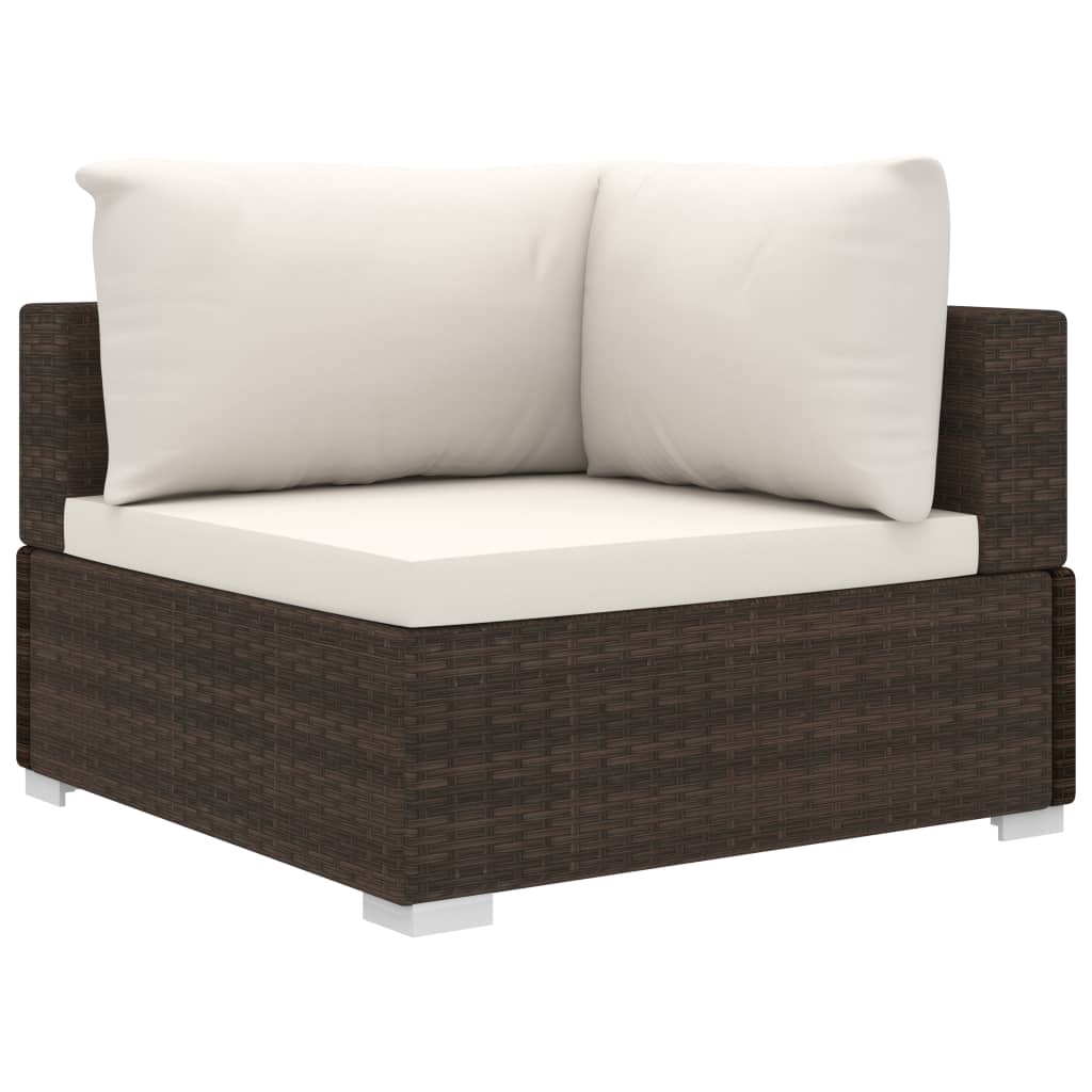 8-delige Loungeset met kussens poly rattan bruin