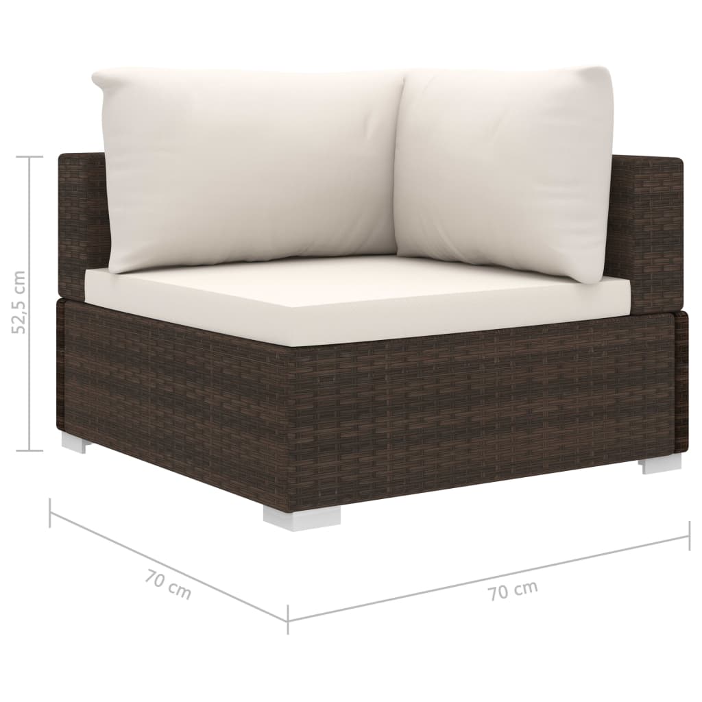 8-delige Loungeset met kussens poly rattan bruin