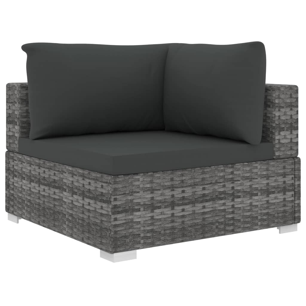 8-delige Loungeset met kussens poly rattan bruin