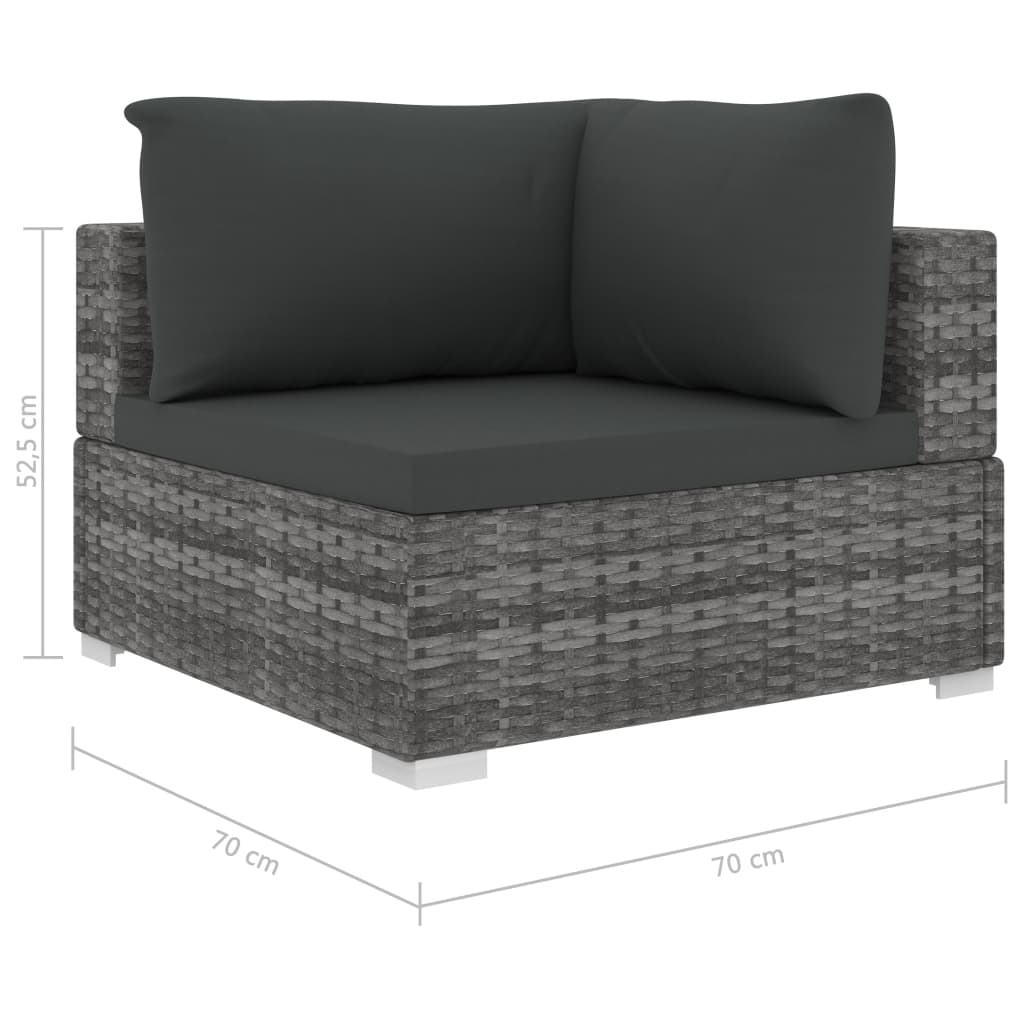 8-delige Loungeset met kussens poly rattan bruin