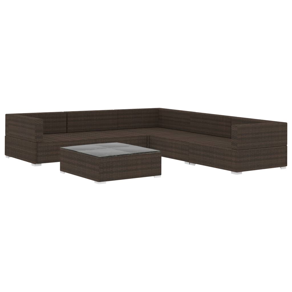 6-delige Loungeset met kussens poly rattan