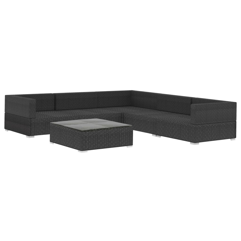 6-delige Loungeset met kussens poly rattan