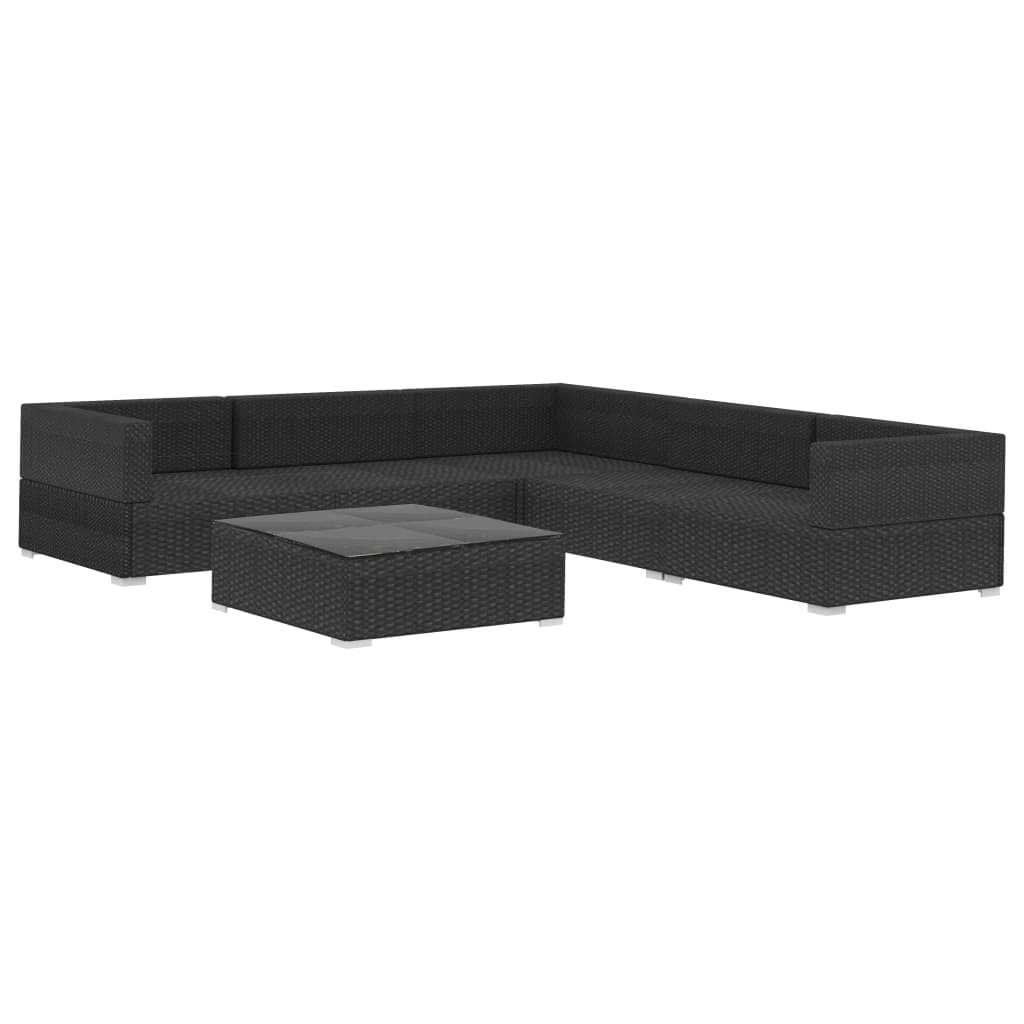 6-delige Loungeset met kussens poly rattan