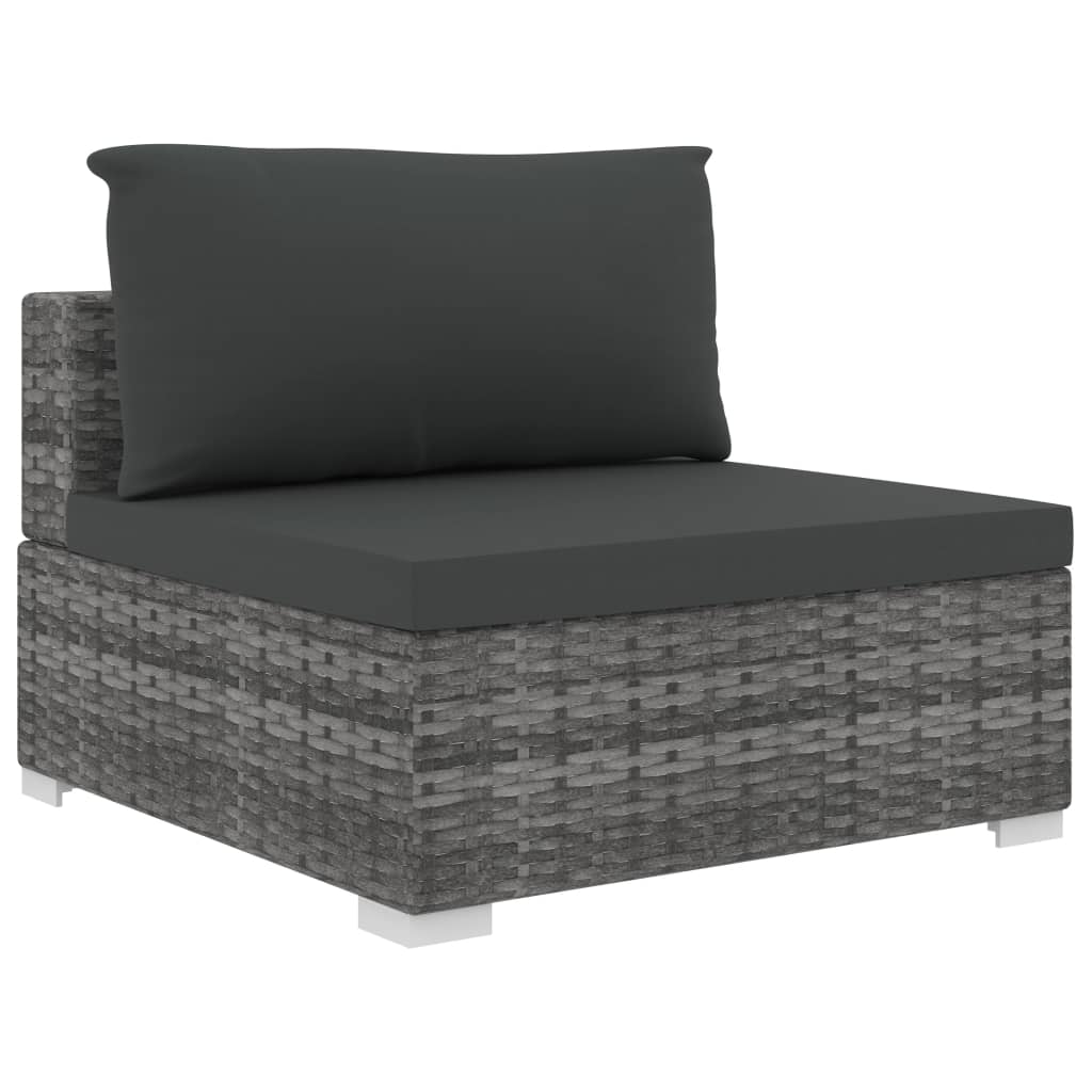 5-delige Loungeset met kussens poly rattan