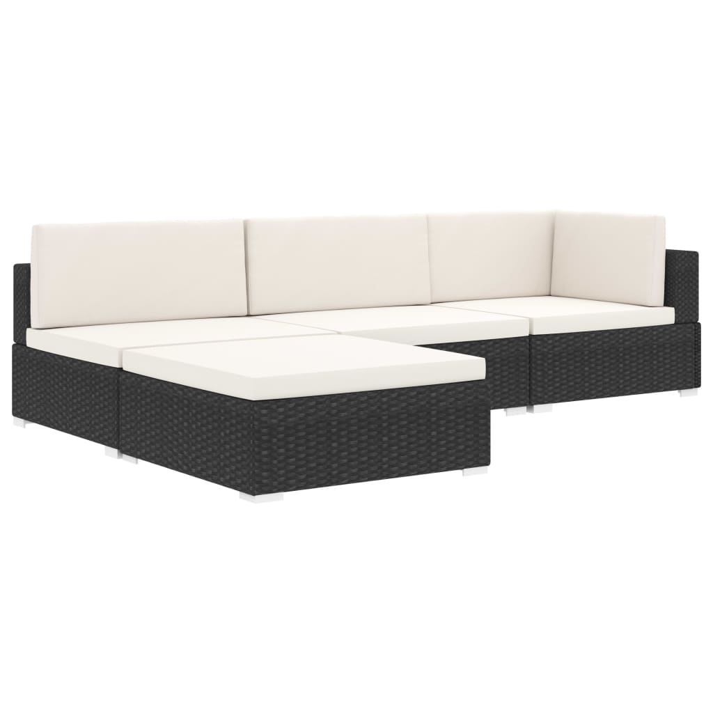 Banc central 1 pc avec coussins en polyrotin