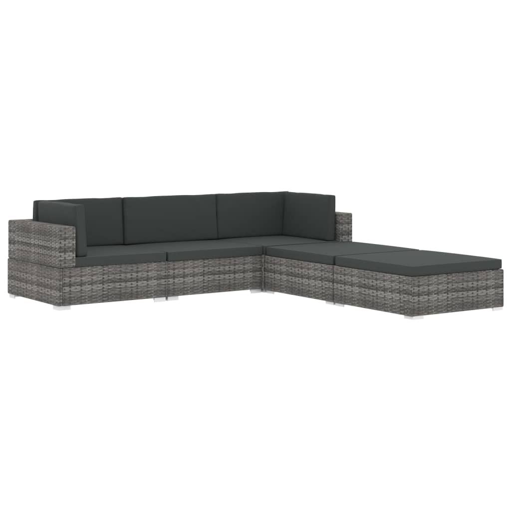 Banc central 1 pc avec coussins en polyrotin