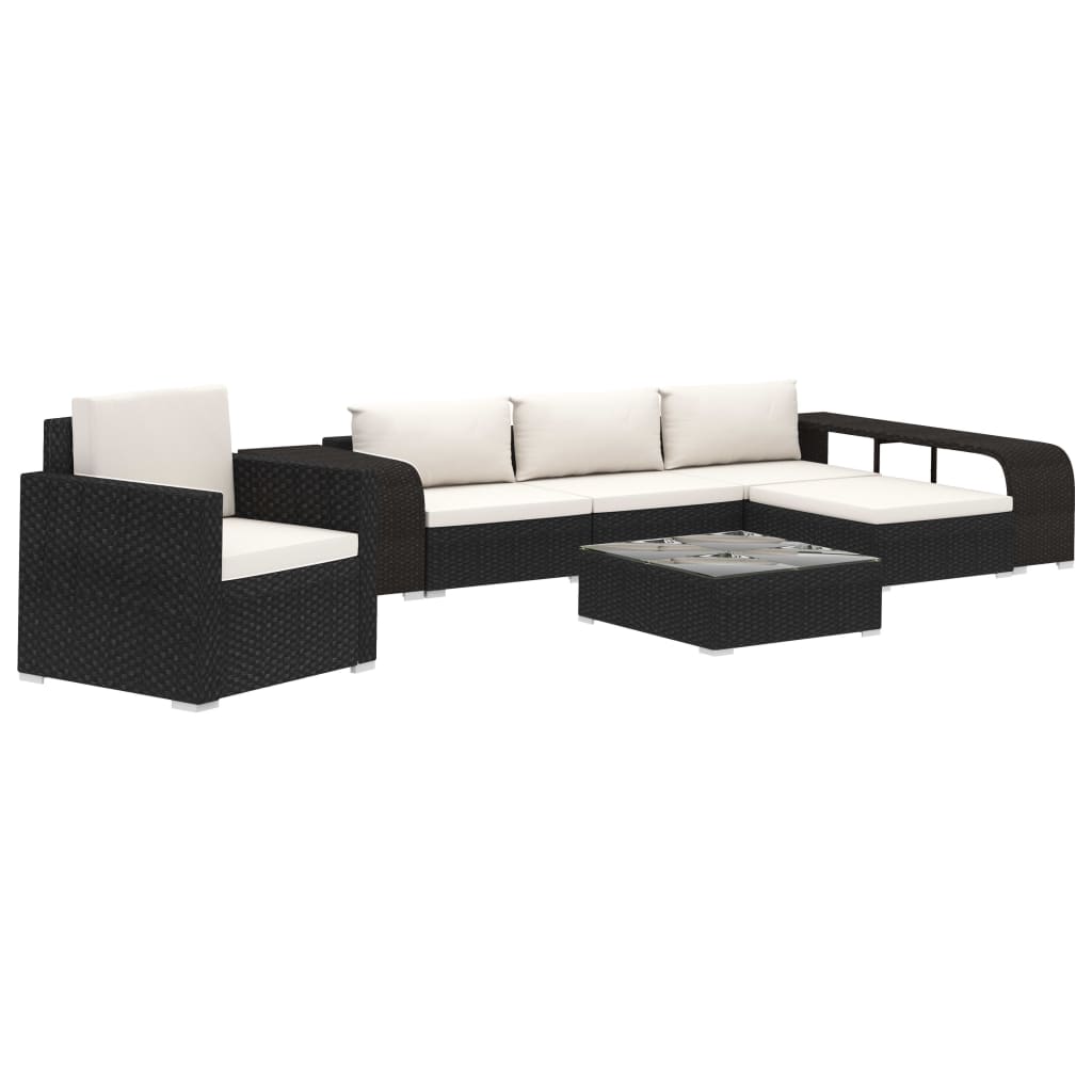 8-delige Loungeset met kussens poly rattan grijs