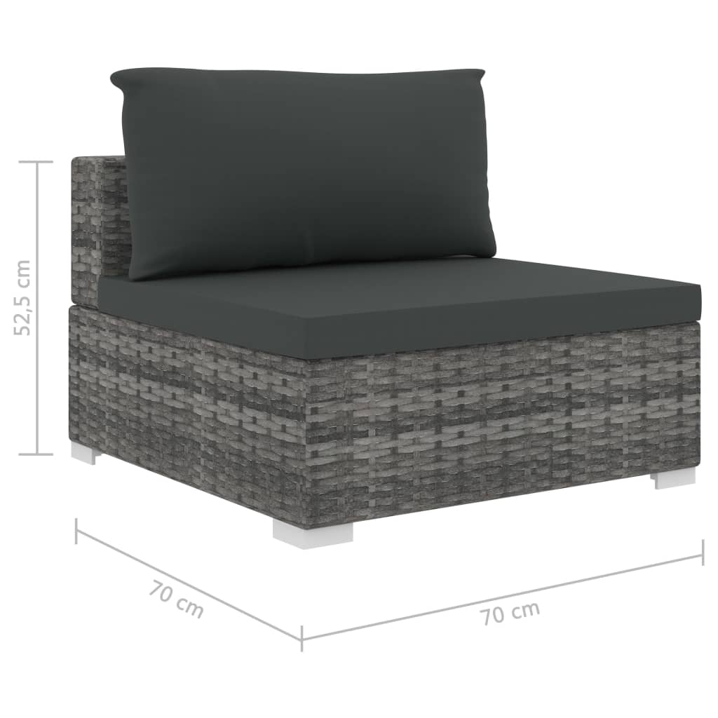 8-delige Loungeset met kussens poly rattan grijs