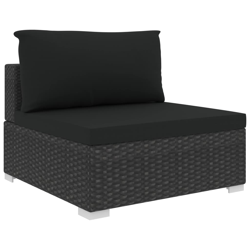 8-delige Loungeset met kussens poly rattan grijs