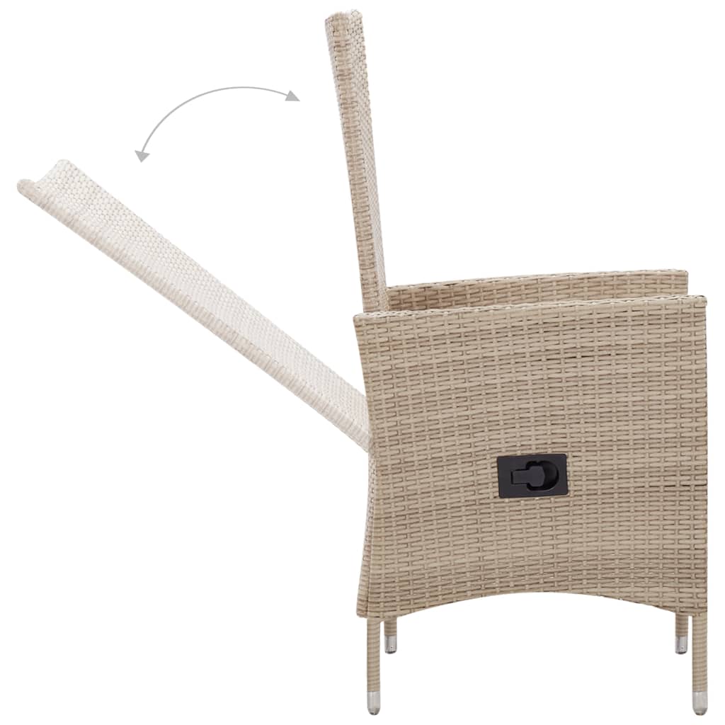 Salon de jardin 9 pièces avec coussins poly rotin beige