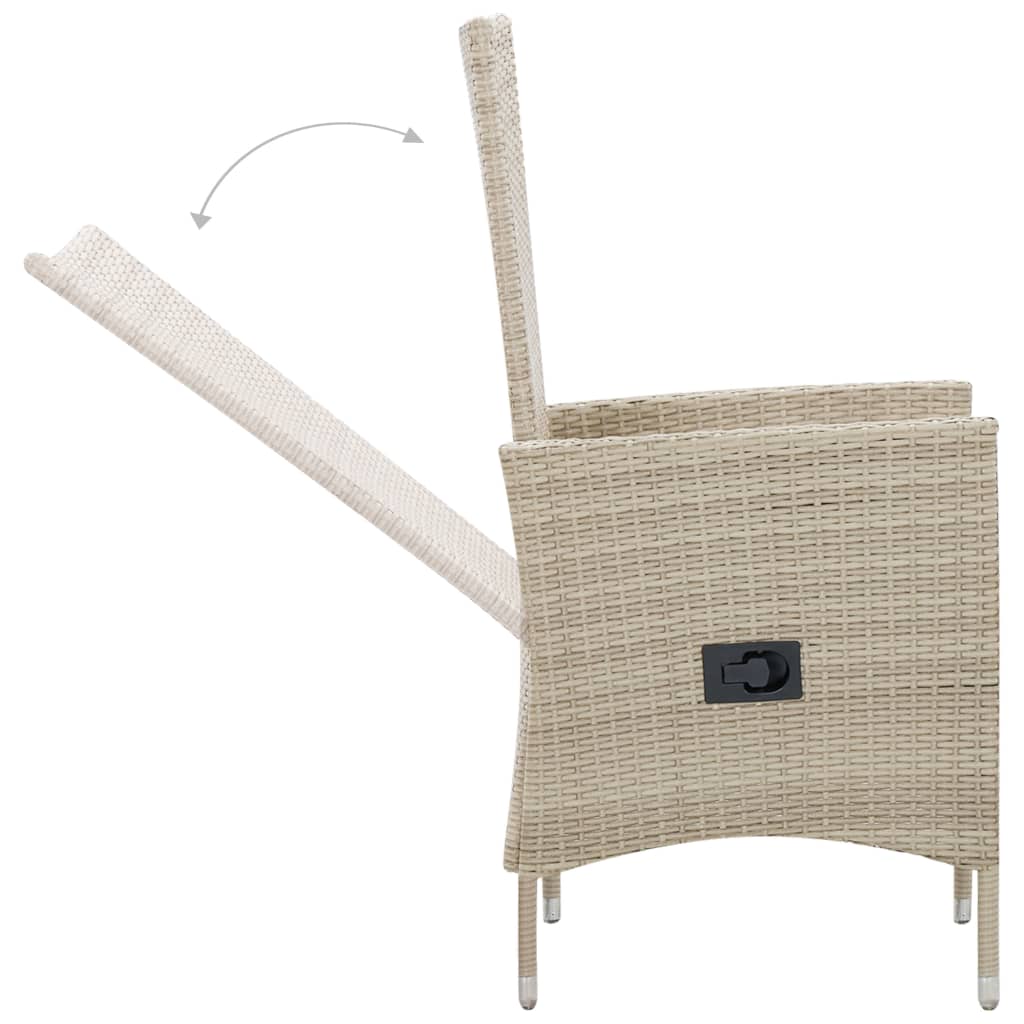 Salon de jardin 9 pièces avec coussins poly rotin beige