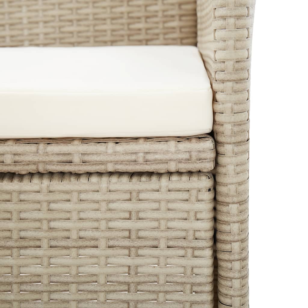 Salon de jardin 9 pièces avec coussins poly rotin beige