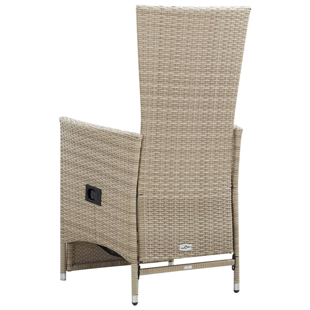 Tuinstoelen 2 st verstelbaar met kussens poly rattan