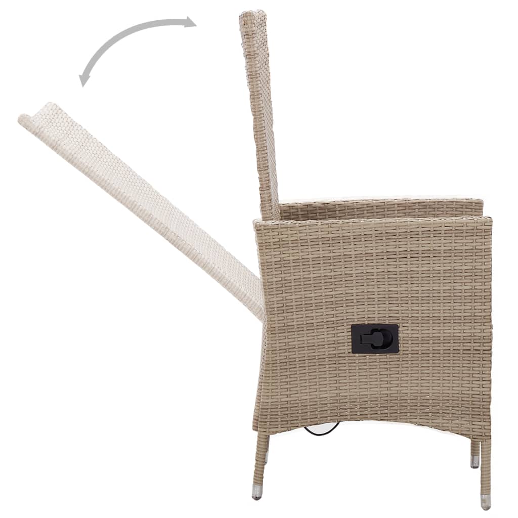 Salon de jardin 9 pièces avec coussins poly rotin beige