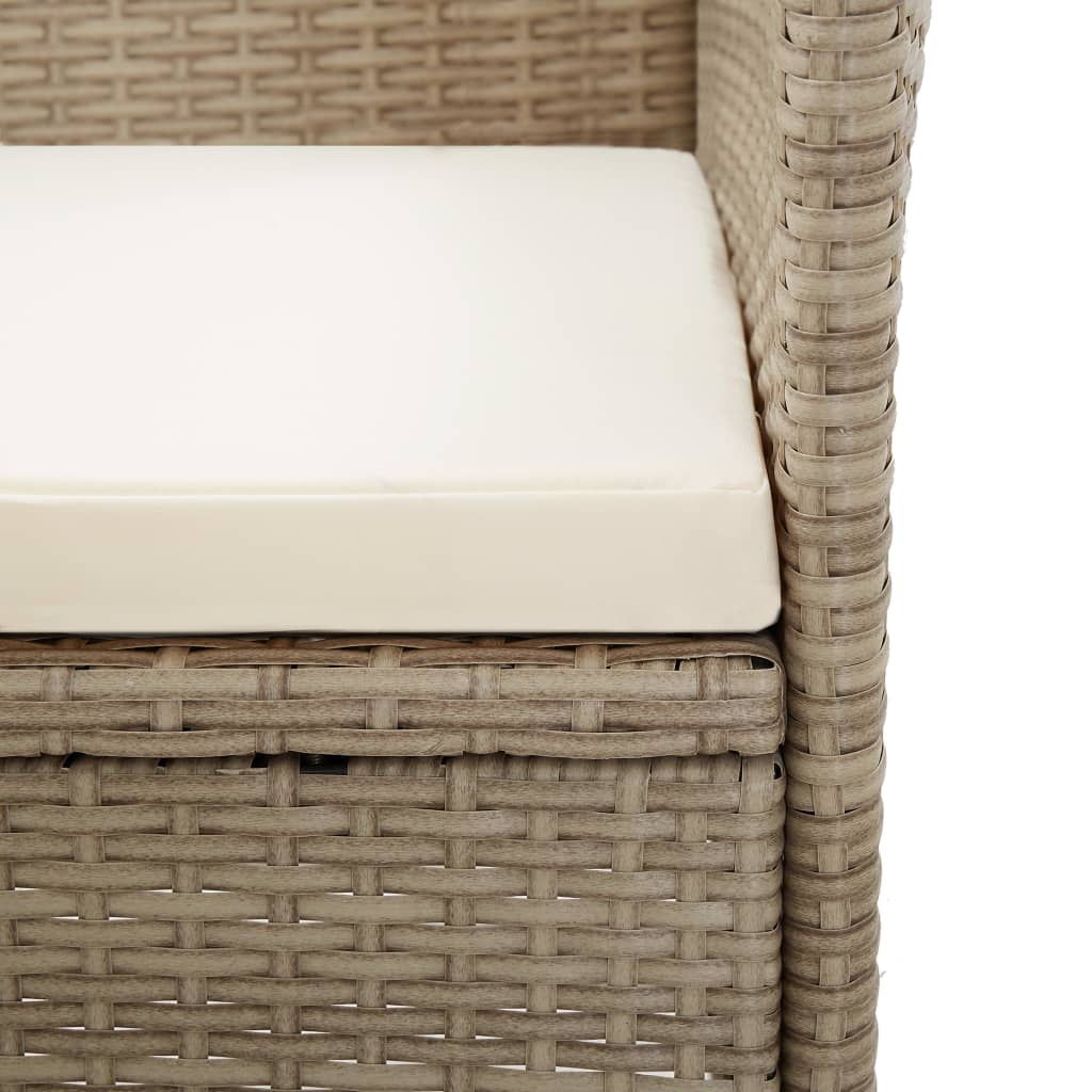 Salon de jardin 9 pièces avec coussins poly rotin beige