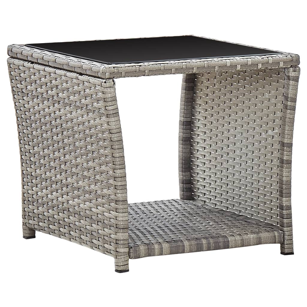 Salontafel 45x45x40 cm poly rattan en glas