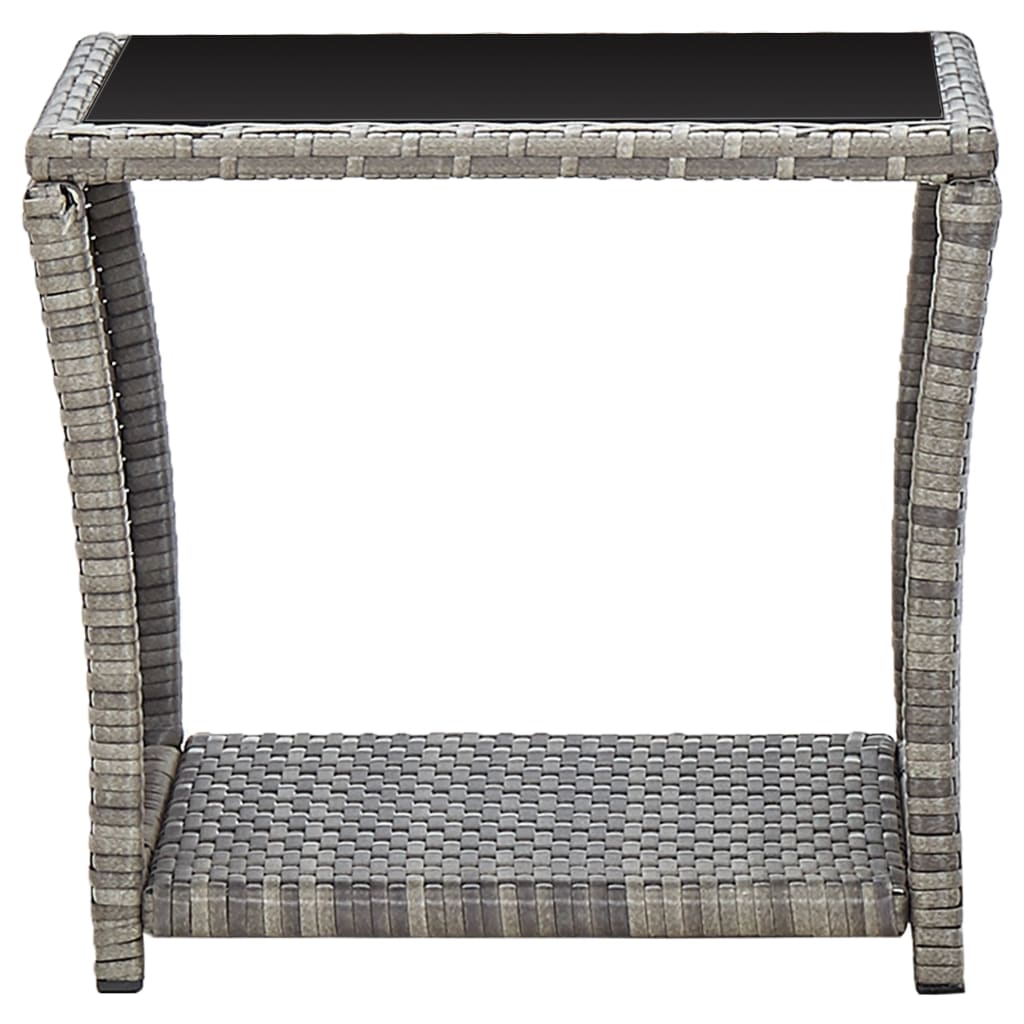 Salontafel 45x45x40 cm poly rattan en glas