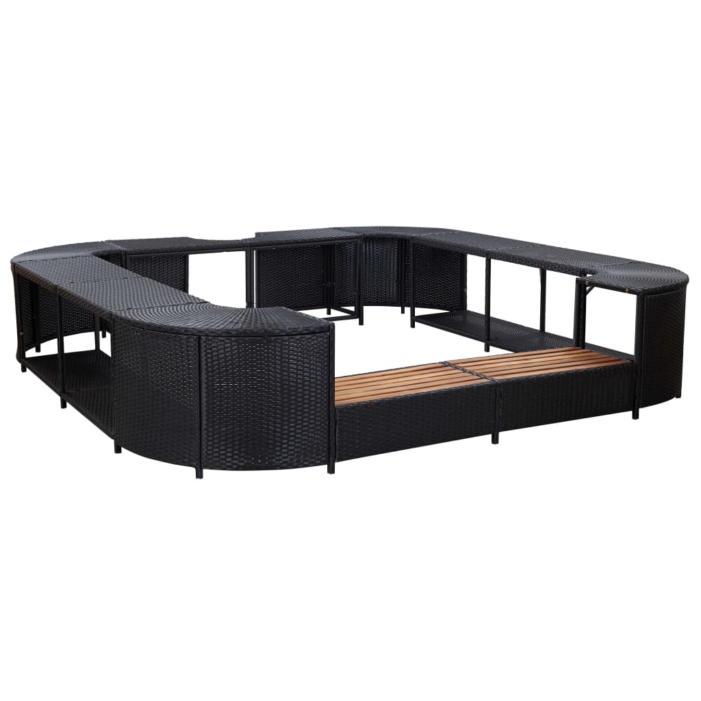 Spa-ombouw vierkant 268x268x55 cm poly rattan grijs