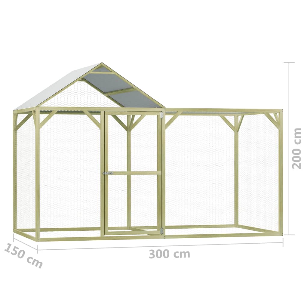 Poulailler 3x1,5x2 m en bois de pin imprégné