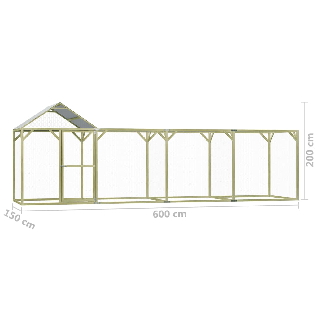 Poulailler 3x1,5x2 m en bois de pin imprégné