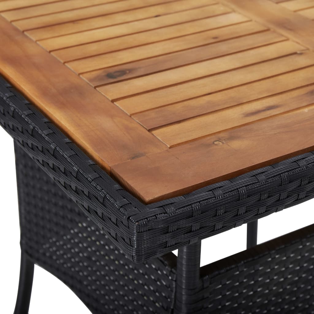 Table de jardin en poly rotin et bois d'acacia massif