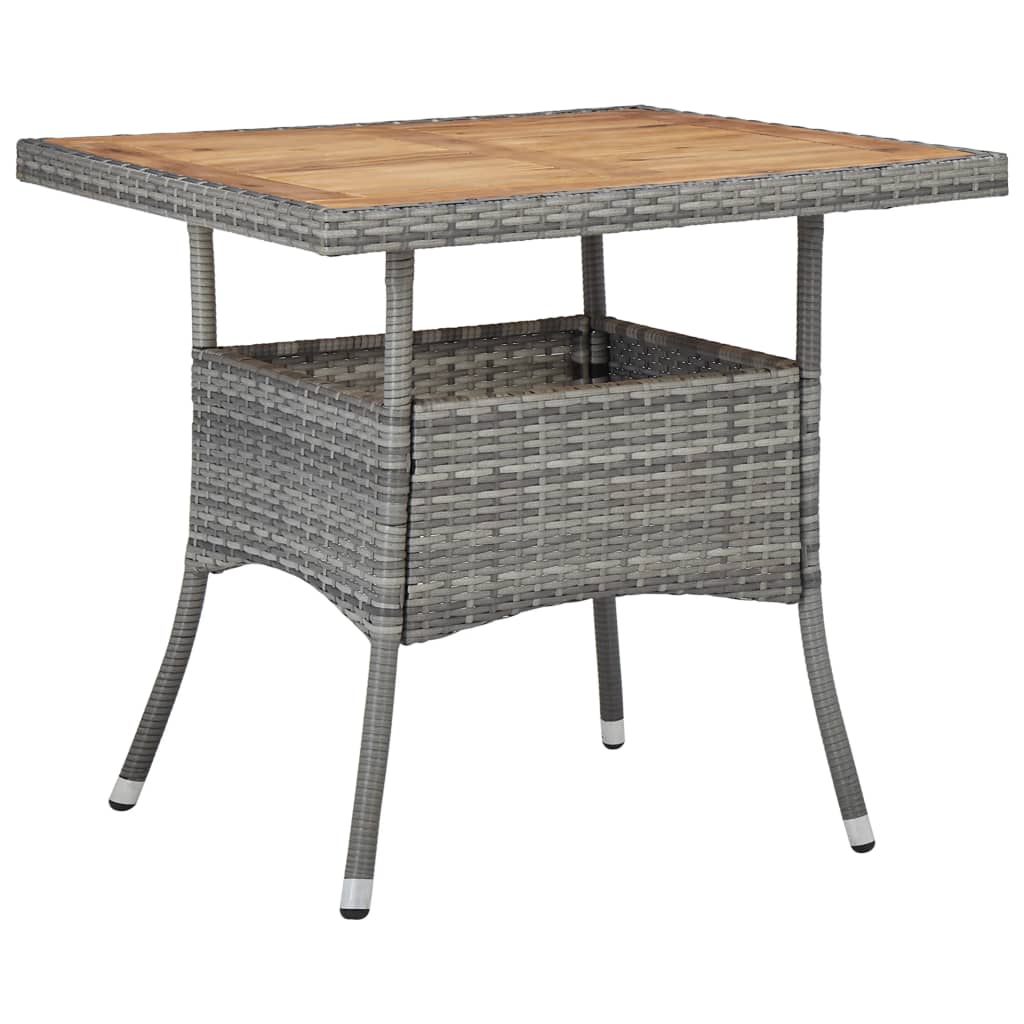 Table de jardin en poly rotin et bois d'acacia massif