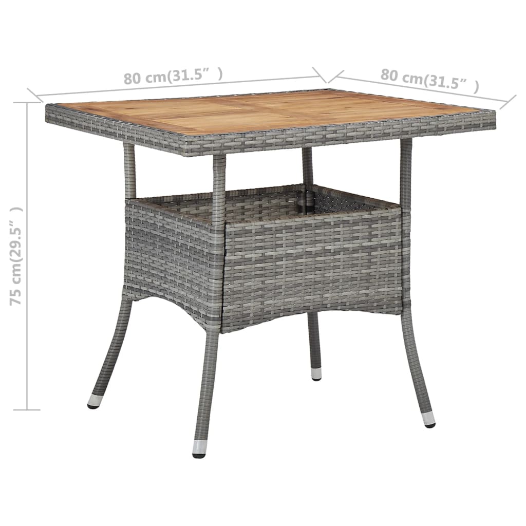 Table de jardin en poly rotin et bois d'acacia massif