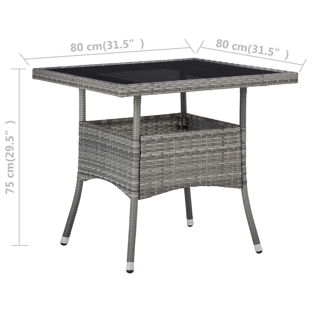 Tuintafel poly rattan en glas