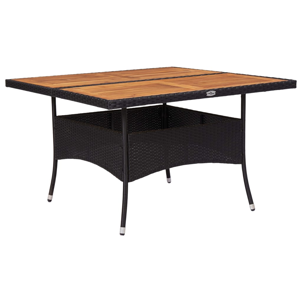 Table de jardin poly rotin bois d'acacia massif