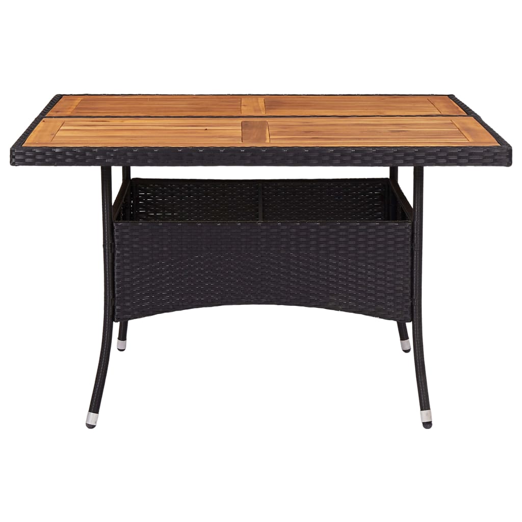 Table de jardin poly rotin bois d'acacia massif