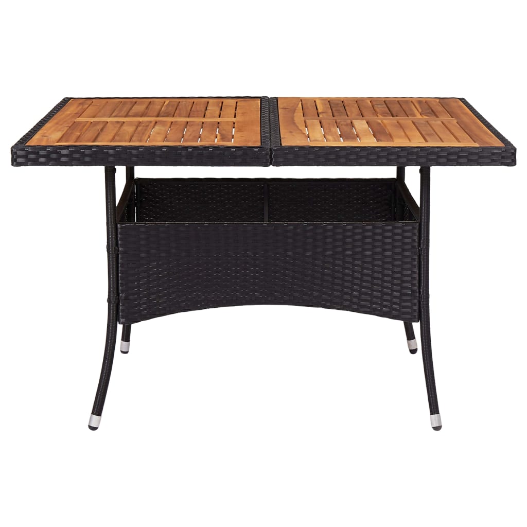 Table de jardin poly rotin bois d'acacia massif