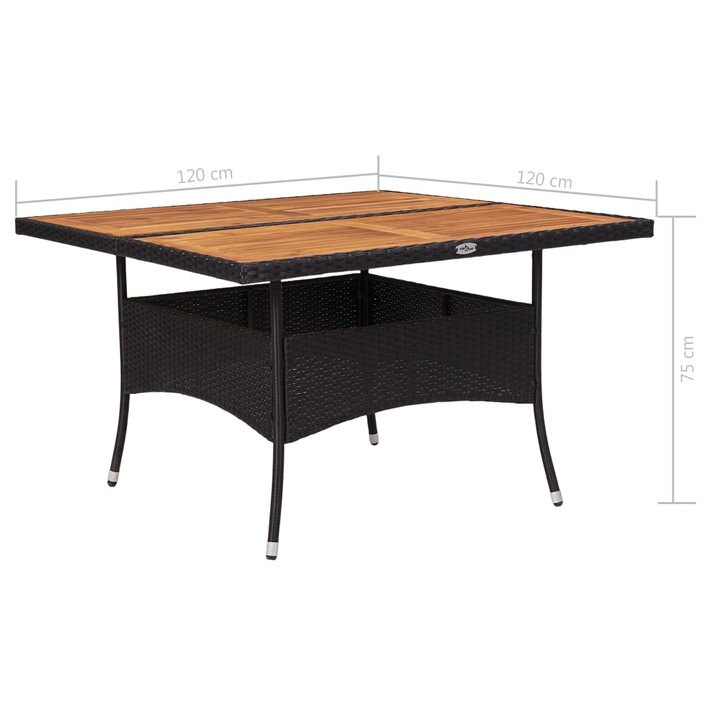 Table de jardin poly rotin bois d'acacia massif