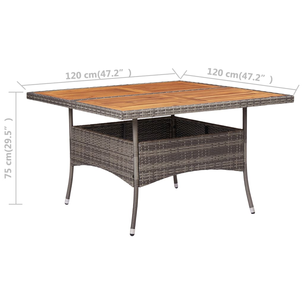 Table de jardin poly rotin bois d'acacia massif