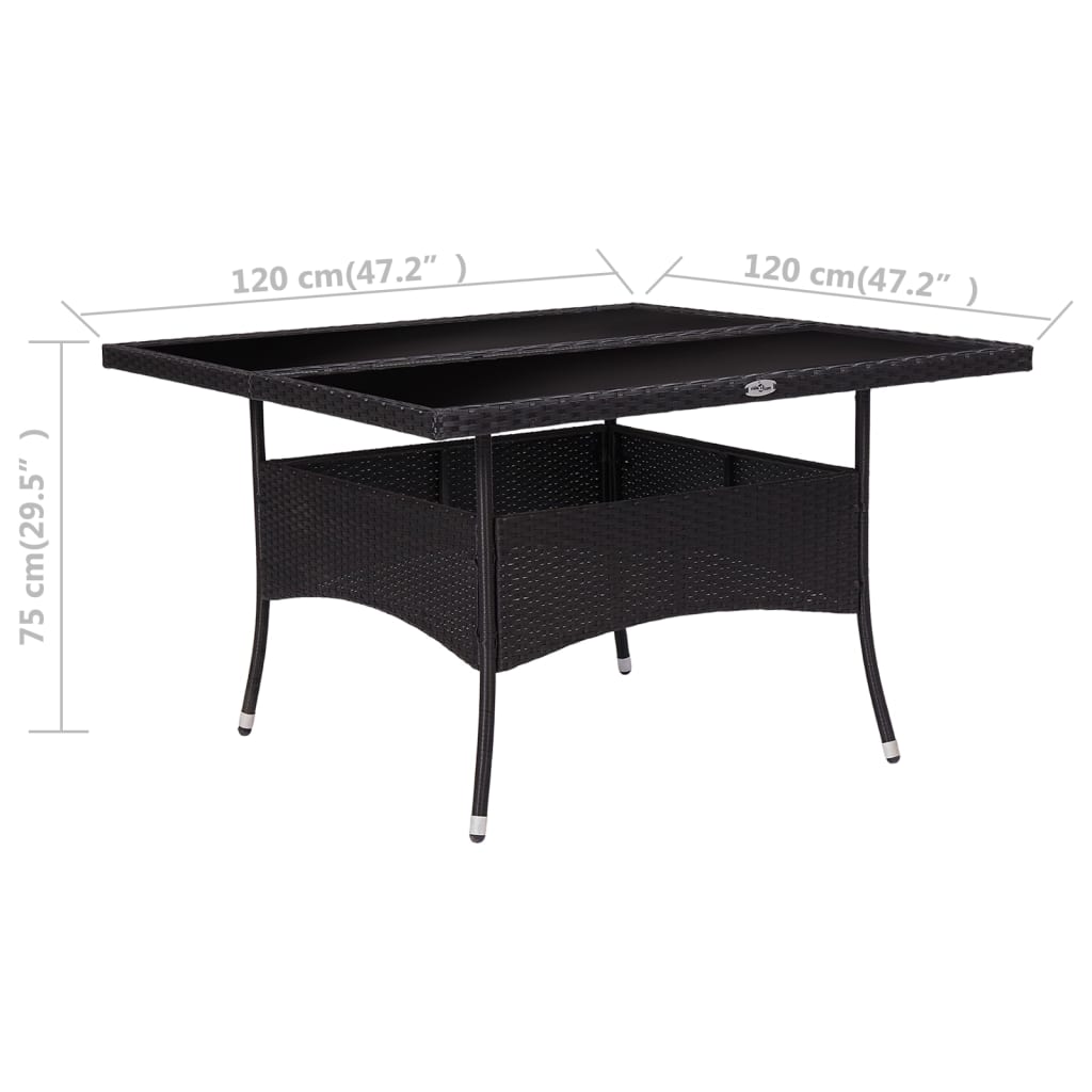 Table de jardin poly rotin bois d'acacia massif