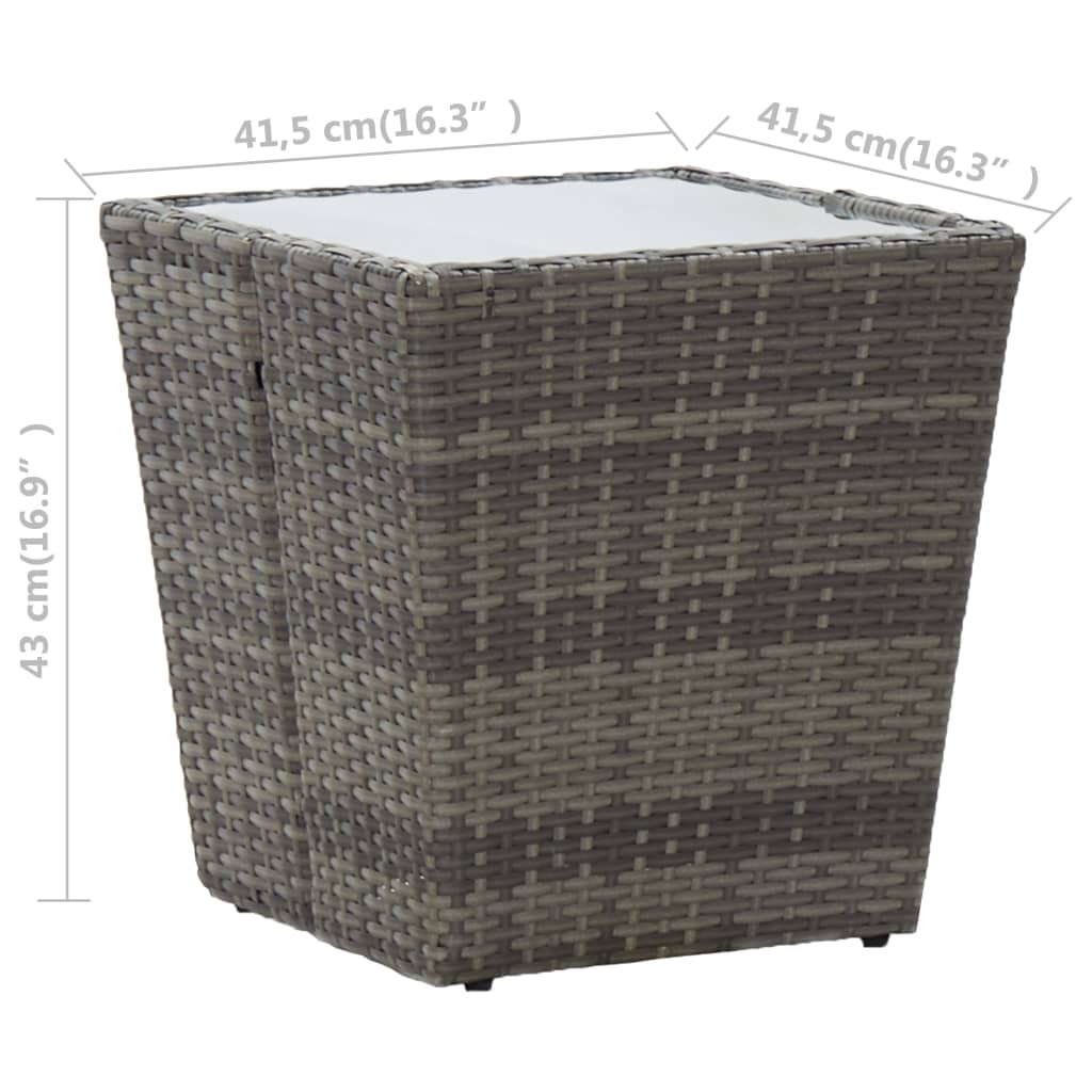 Theetafel 41,5x41,5x43 cm poly rattan massief acaciahout