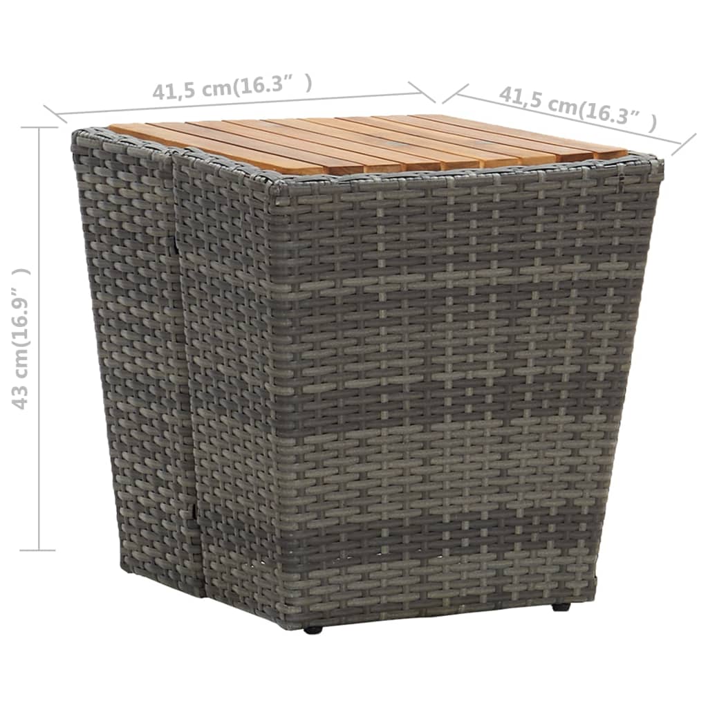 Theetafel 41,5x41,5x43 cm poly rattan massief acaciahout