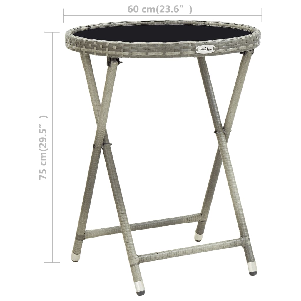 Salontafel 60 cm poly rattan en gehard glas