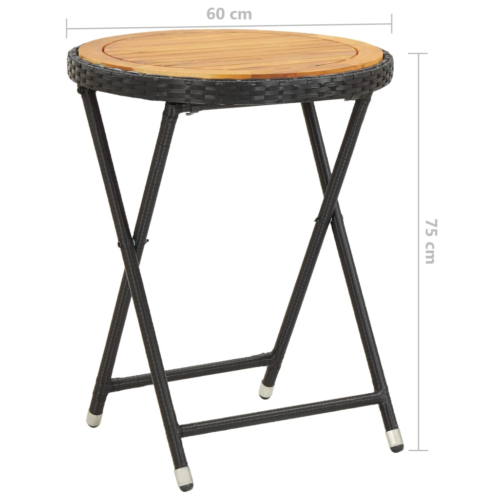 Table basse 60 cm poly rotin et verre trempé