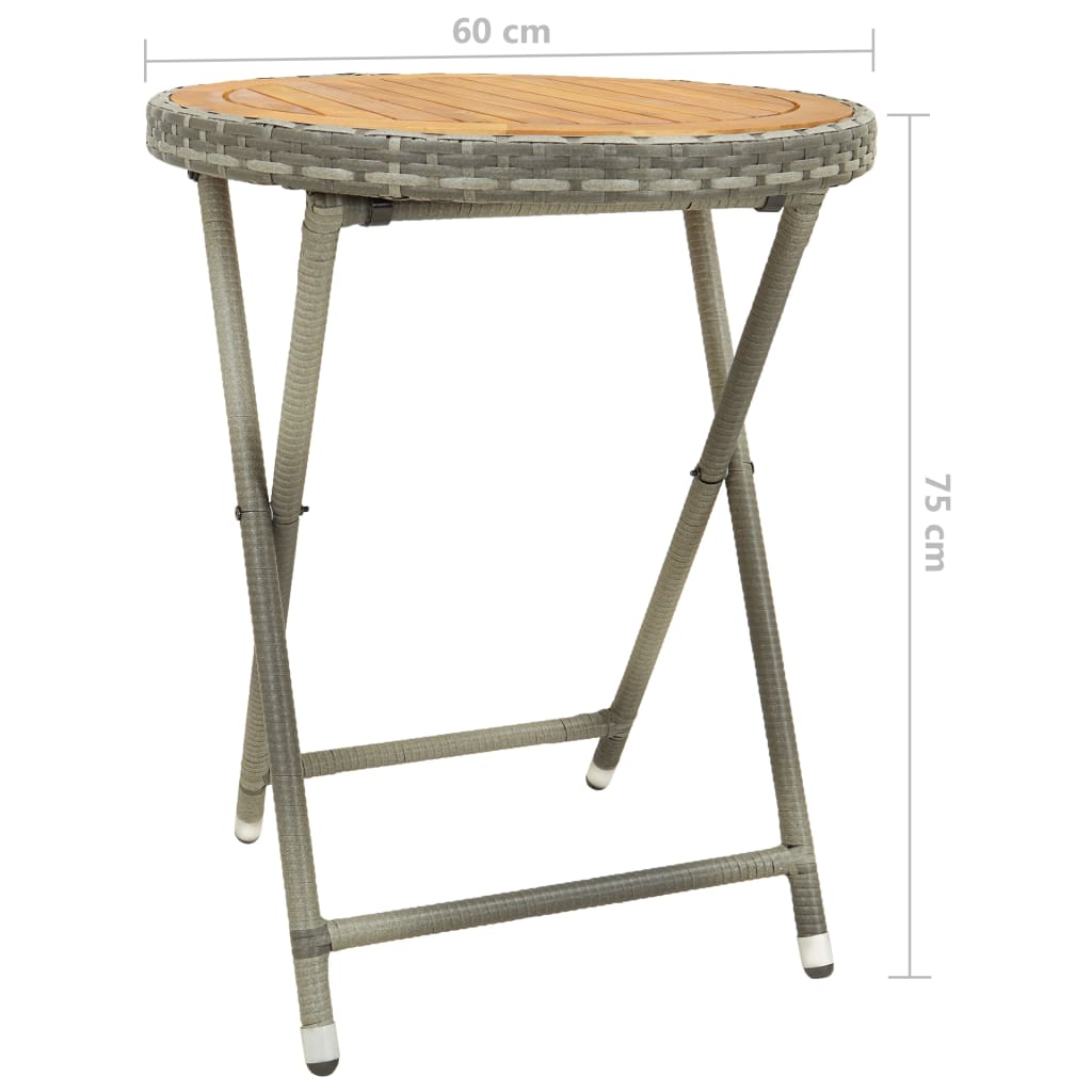 Table basse 60 cm poly rotin et verre trempé