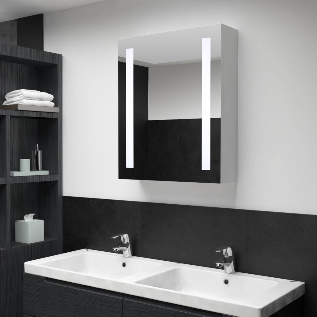 Meuble de salle de bain avec miroir LED 89x14x62 cm