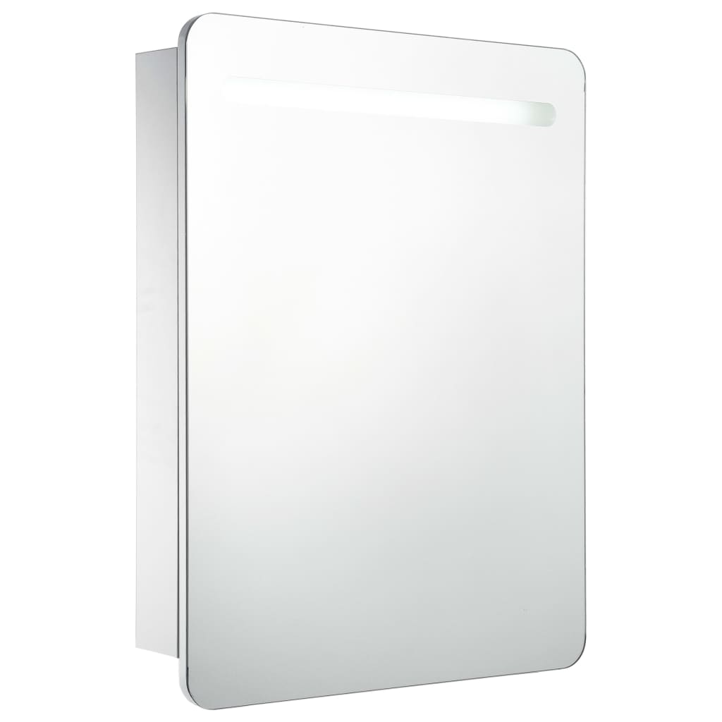 Meuble de salle de bain avec miroir et LED 60x11x80 cm blanc brillant