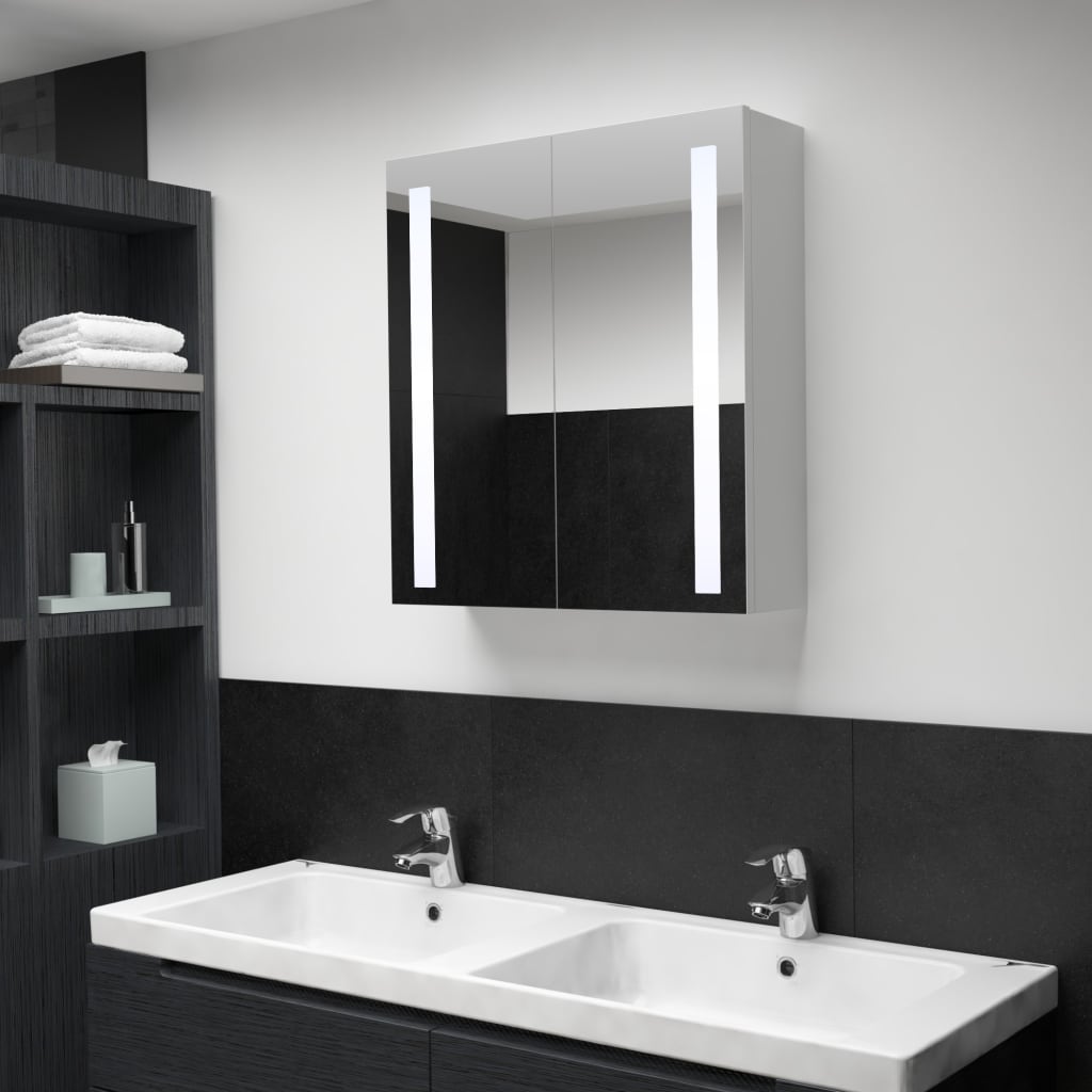 Meuble de salle de bain avec miroir LED 89x14x62 cm