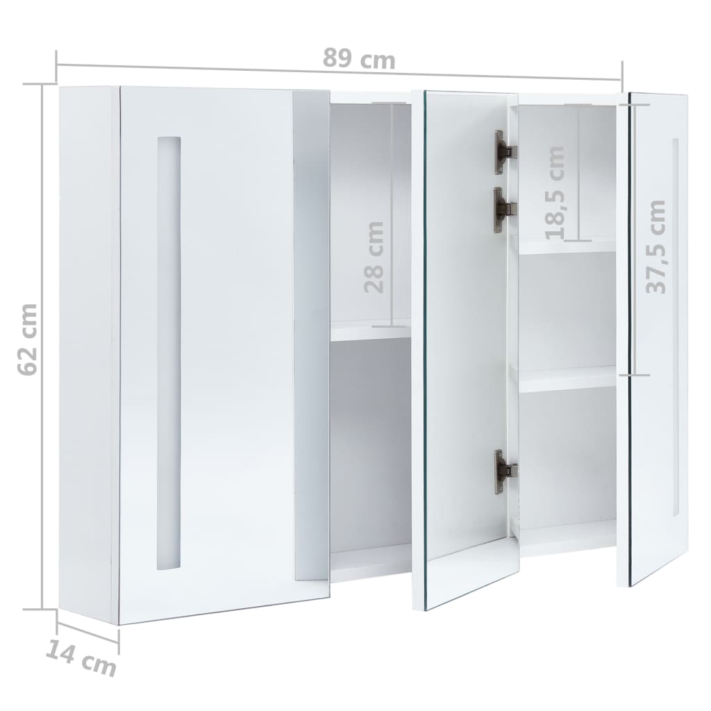 Meuble de salle de bain avec miroir LED 89x14x62 cm