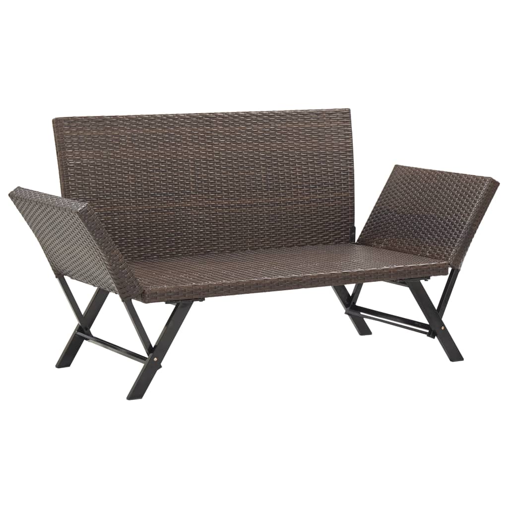 Tuinbank met kussens 176 cm poly rattan