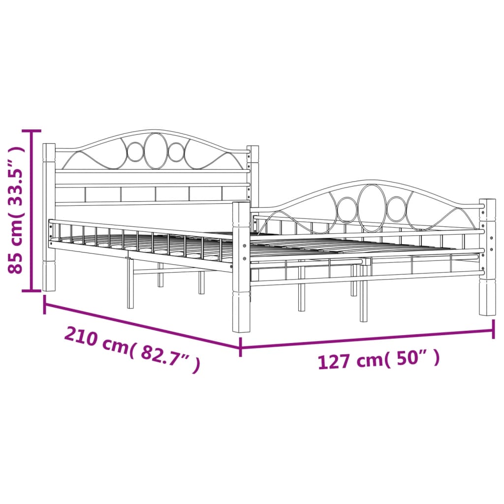 Bedframe metaal zwart 180x200 cm