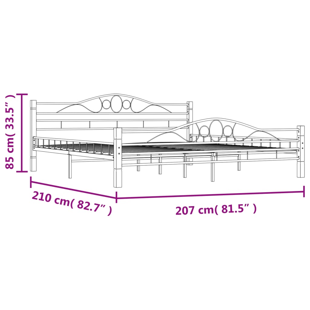 Bedframe metaal zwart 180x200 cm